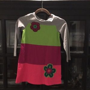 Hanna Andersson L/S Colorblock T-Shirt Dress Size 6/7 or 120cm Green/Pink/Gray